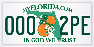 FL license plate 0002PE