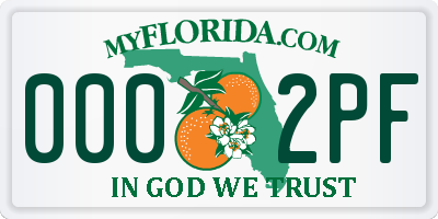 FL license plate 0002PF