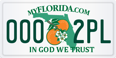 FL license plate 0002PL