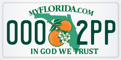 FL license plate 0002PP