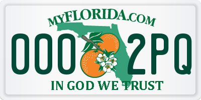 FL license plate 0002PQ