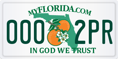 FL license plate 0002PR