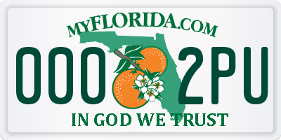 FL license plate 0002PU