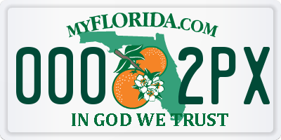 FL license plate 0002PX