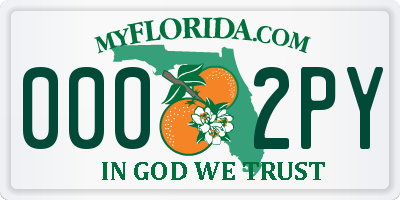 FL license plate 0002PY