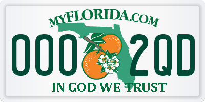 FL license plate 0002QD