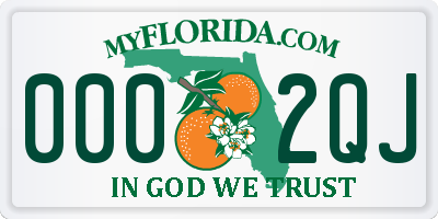 FL license plate 0002QJ