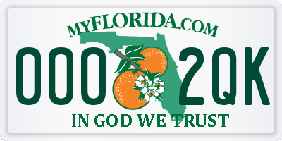 FL license plate 0002QK