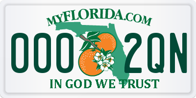 FL license plate 0002QN
