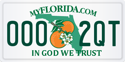 FL license plate 0002QT