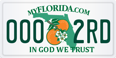 FL license plate 0002RD