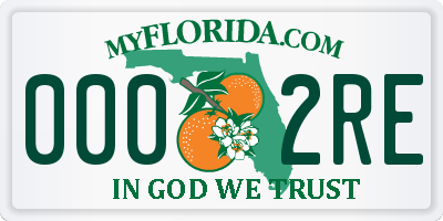 FL license plate 0002RE