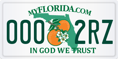 FL license plate 0002RZ