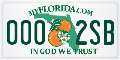 FL license plate 0002SB