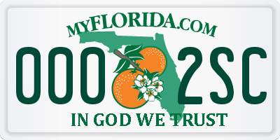 FL license plate 0002SC