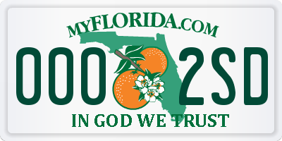 FL license plate 0002SD