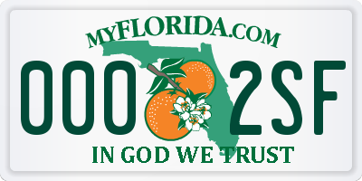 FL license plate 0002SF
