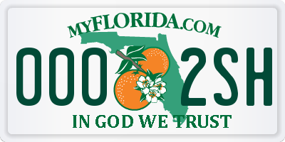FL license plate 0002SH