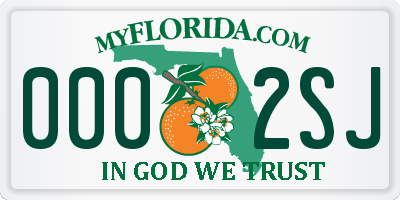 FL license plate 0002SJ