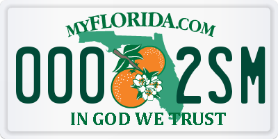 FL license plate 0002SM