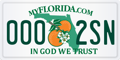 FL license plate 0002SN