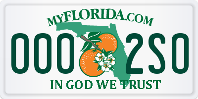 FL license plate 0002SO