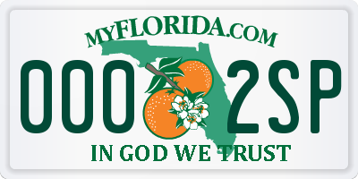 FL license plate 0002SP