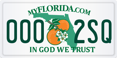 FL license plate 0002SQ