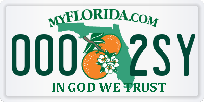 FL license plate 0002SY
