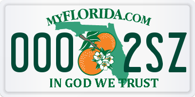 FL license plate 0002SZ