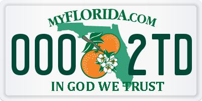 FL license plate 0002TD