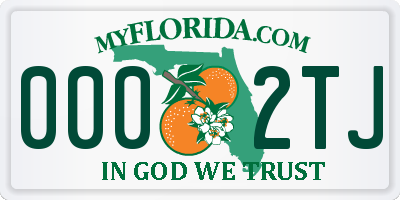 FL license plate 0002TJ
