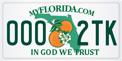 FL license plate 0002TK