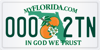 FL license plate 0002TN