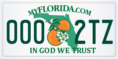 FL license plate 0002TZ