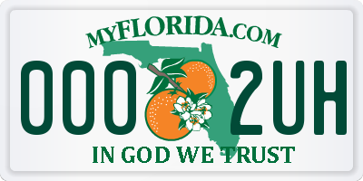 FL license plate 0002UH