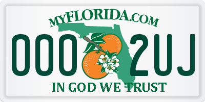 FL license plate 0002UJ