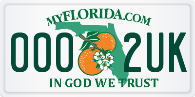 FL license plate 0002UK