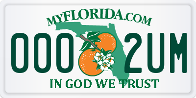 FL license plate 0002UM