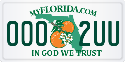 FL license plate 0002UU