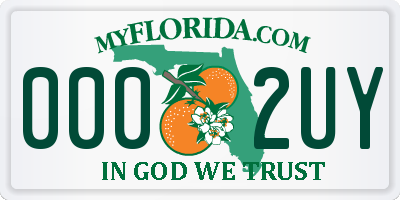 FL license plate 0002UY