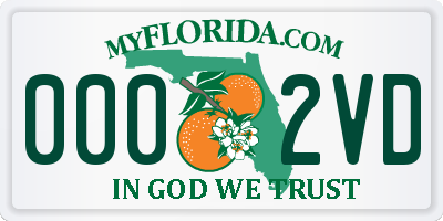 FL license plate 0002VD