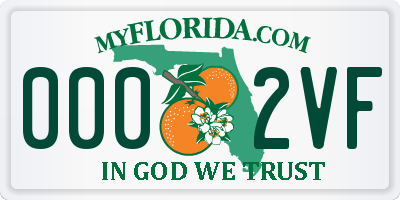 FL license plate 0002VF