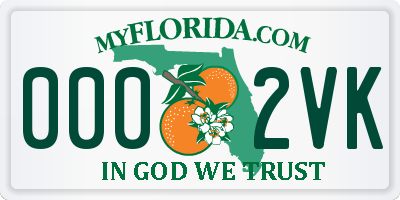 FL license plate 0002VK