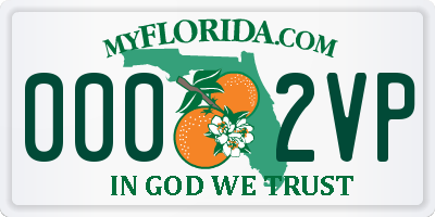 FL license plate 0002VP