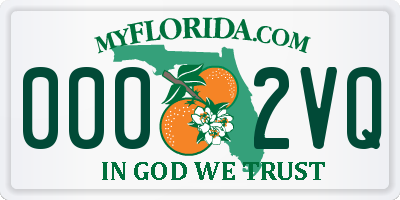 FL license plate 0002VQ