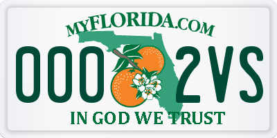 FL license plate 0002VS