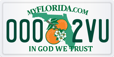 FL license plate 0002VU