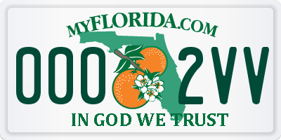 FL license plate 0002VV