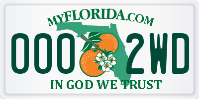 FL license plate 0002WD